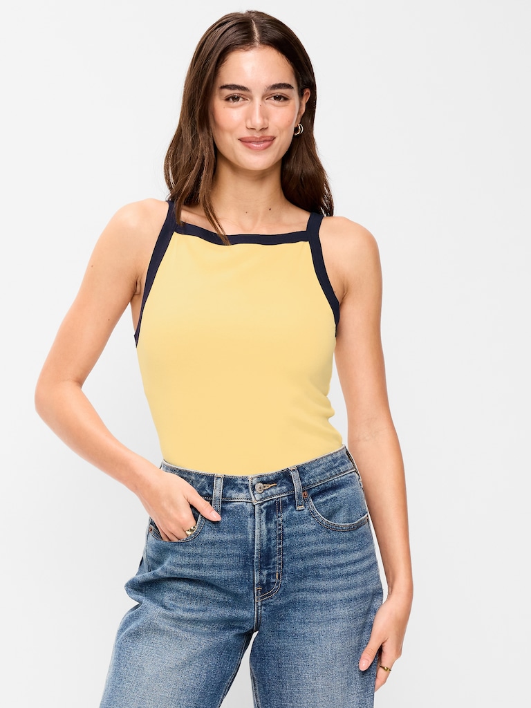 Snug Apron-Neck Tank Top