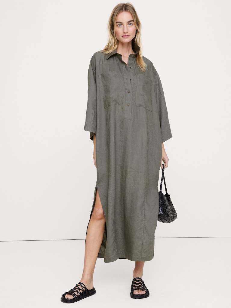 Linen Popover Shirt Dress