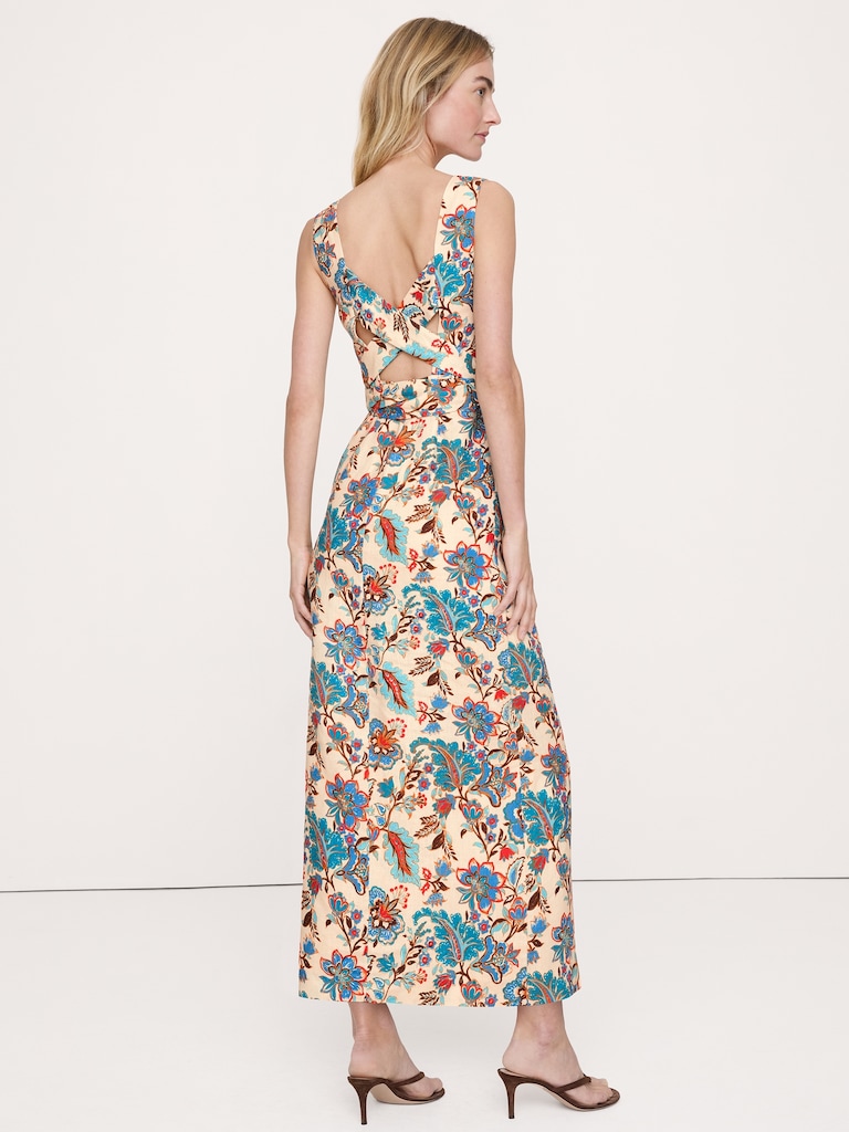 Linen Crossback Maxi Dress