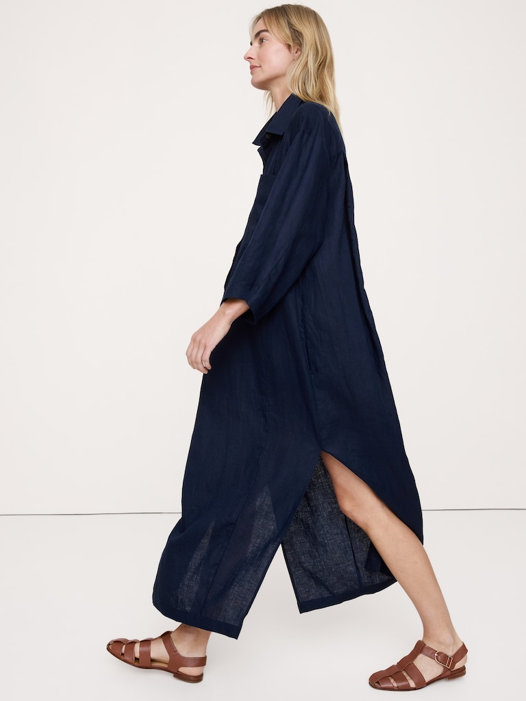 Linen Popover Shirt Dress