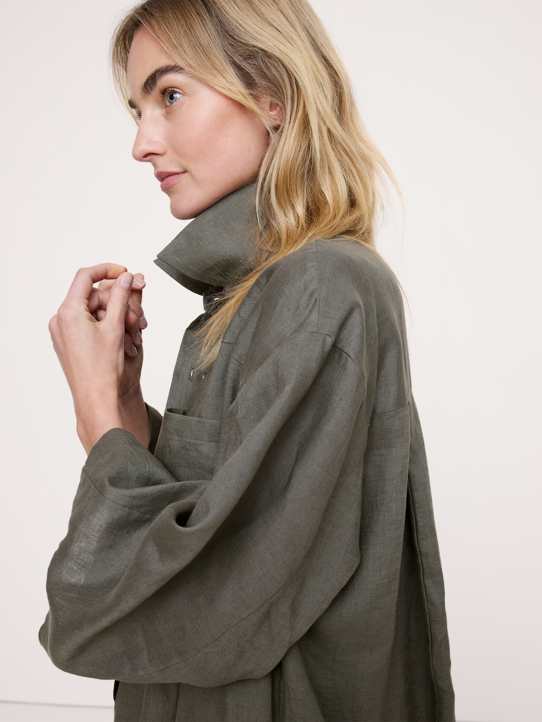 Linen Popover Shirt Dress