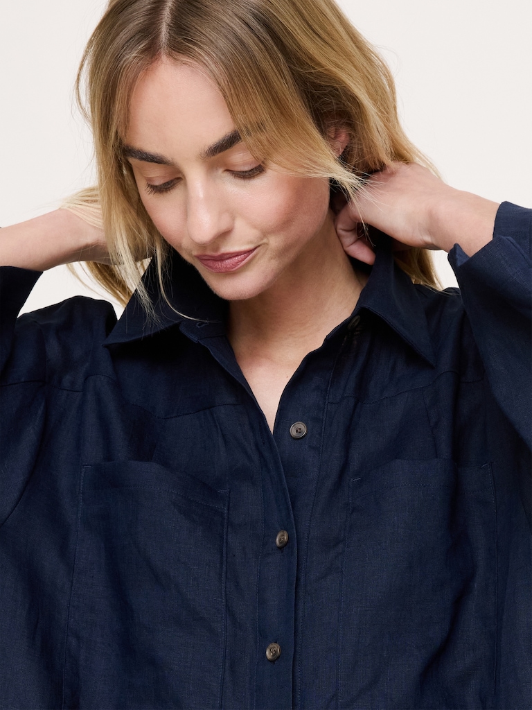 Linen Popover Shirt Dress