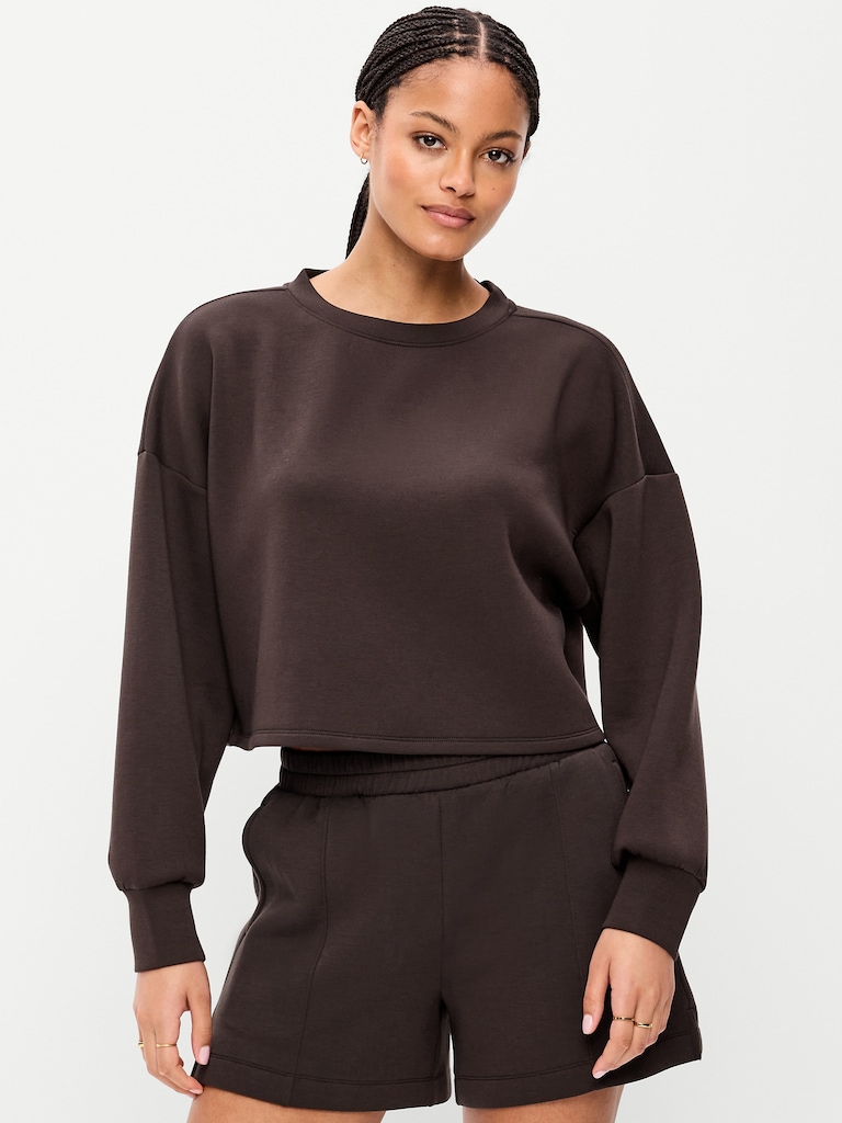 Bounce Fleece Crew-Neck Cropped Sweatshirt