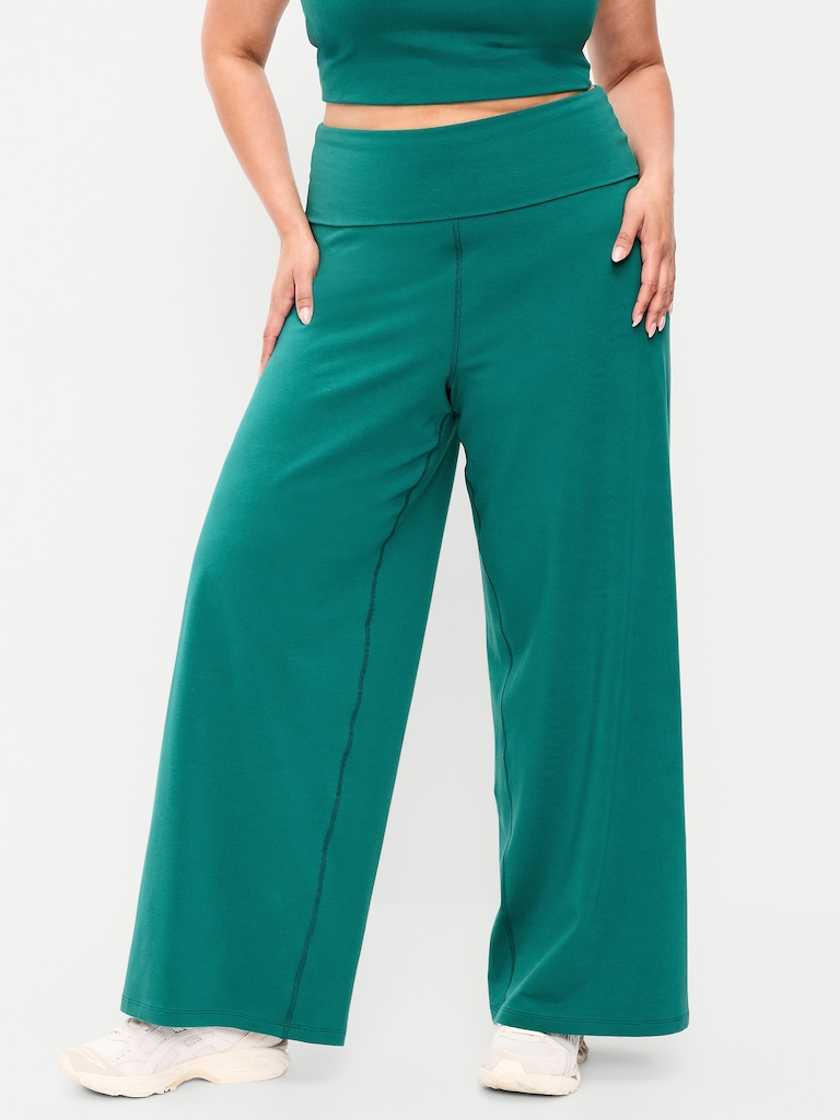 High-Waisted PowerChill Fold-Over Wide-Leg Pants