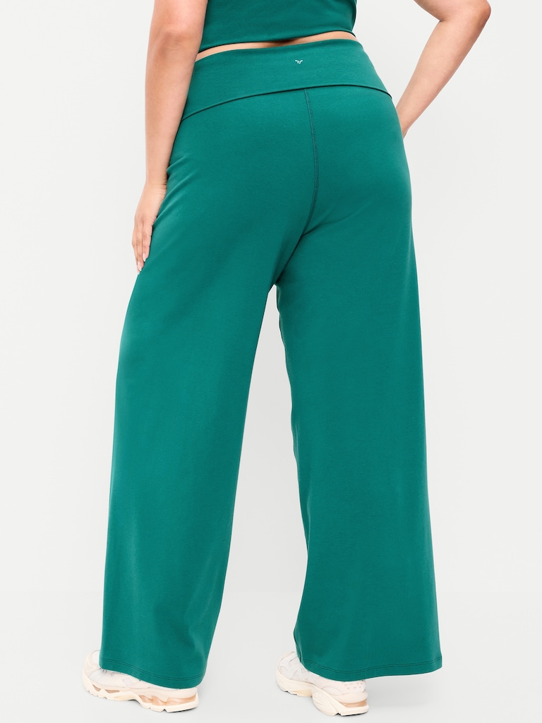 High-Waisted PowerChill Fold-Over Wide-Leg Pants