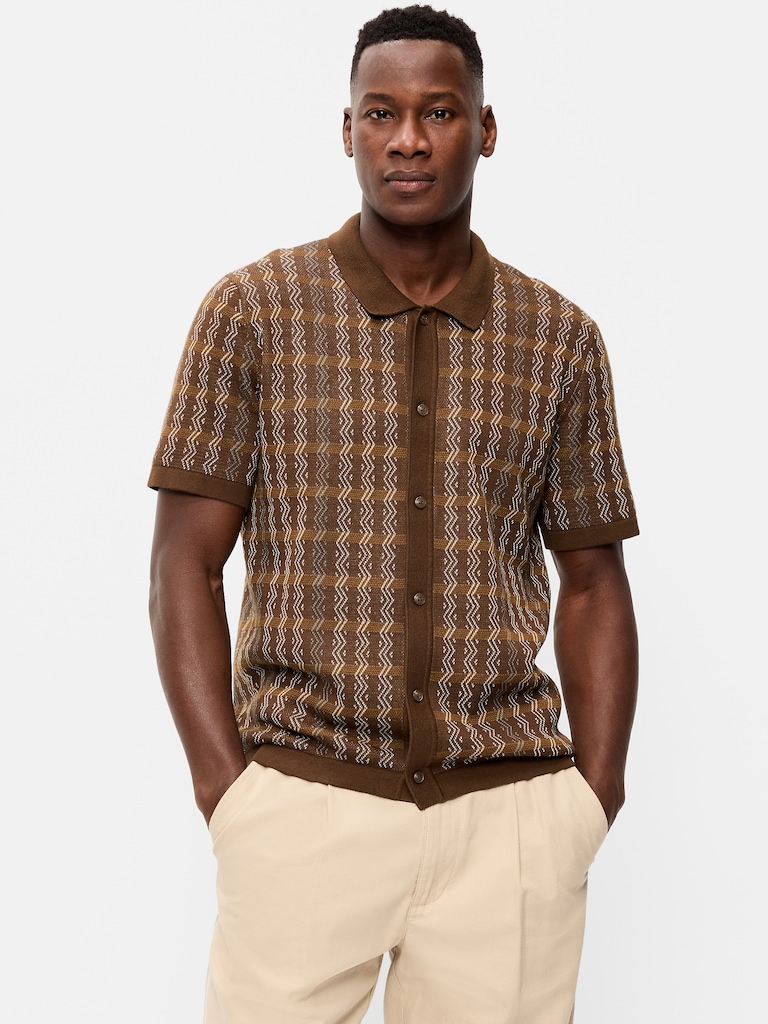 Short-Sleeve Sweater Shirt