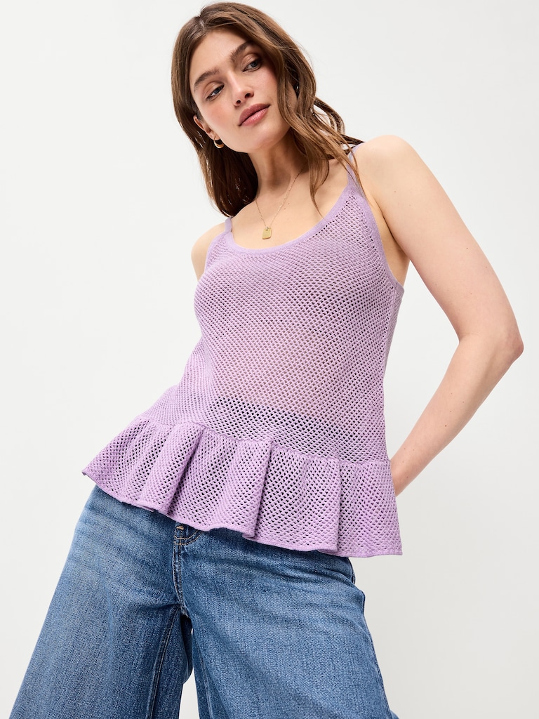 Metallic Peplum Tank Top