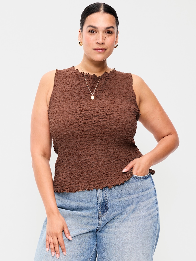 Sleeveless Smocked Tank Top