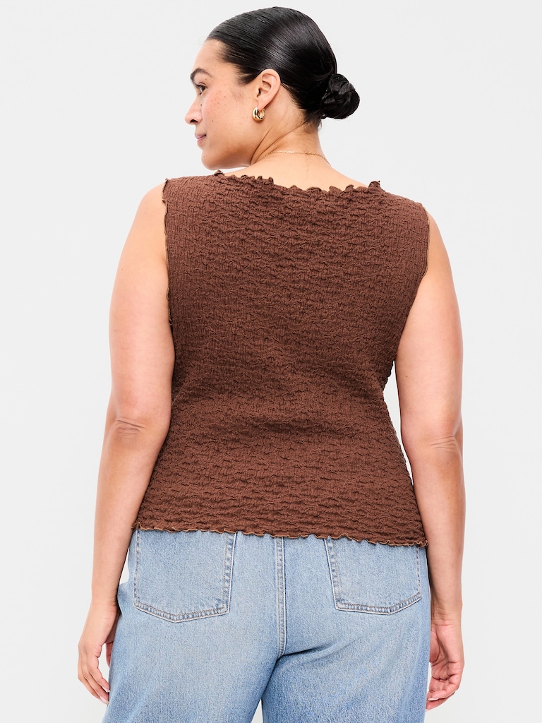 Sleeveless Smocked Tank Top