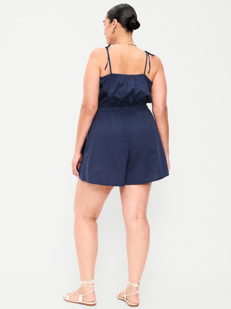Eyelet Tie-Strap Romper