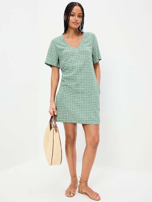 Short Short-Sleeve Linen-Blend Mini Shift Dress on clearance at Old Navy — 70% off