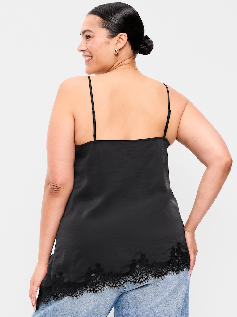 Asymmetrical Lace-Trim Cami Top