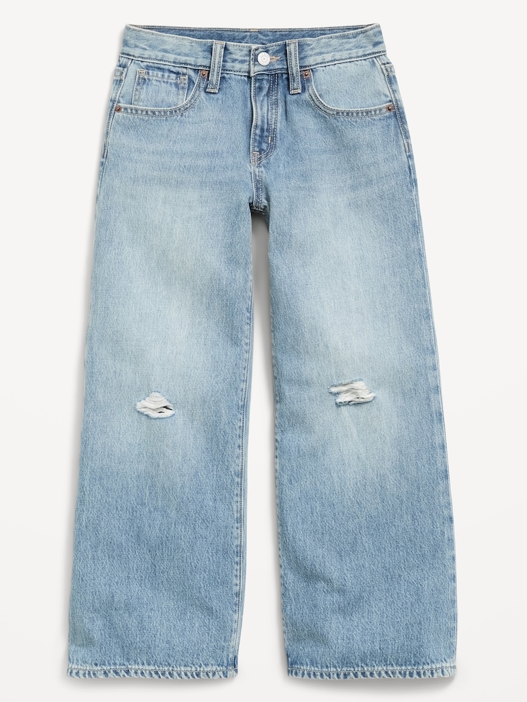 Jean déchiré coupe très généreuse jambe large à taille mi-basse pour fille