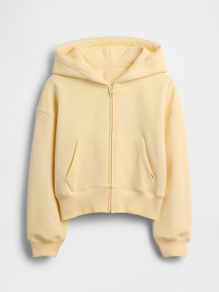 Kids VintageSoft Relaxed Lace-Trim Zip Hoodie