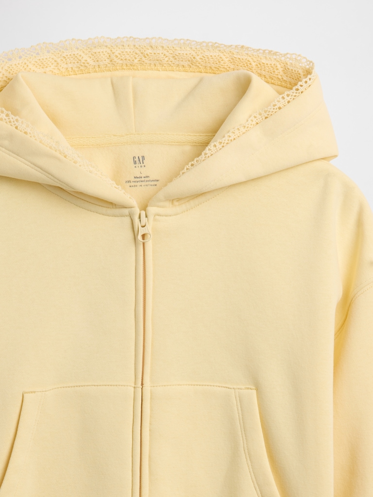 Kids VintageSoft Relaxed Lace-Trim Zip Hoodie