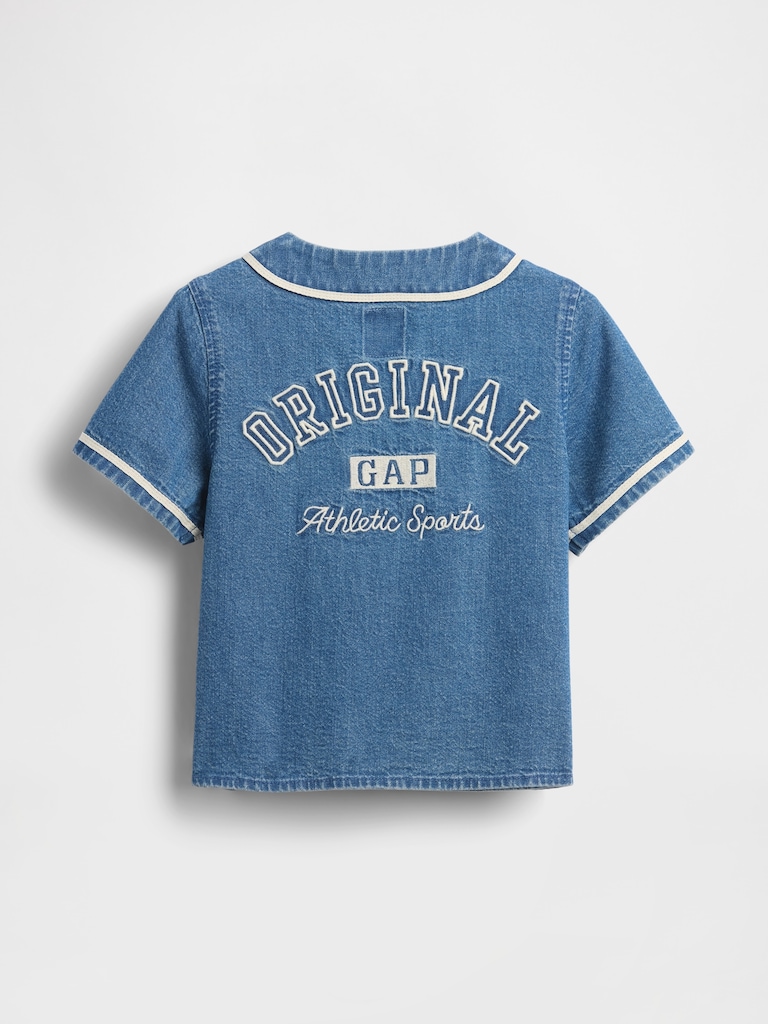Baby & Toddler Denim Varsity Logo Baseball Shirt