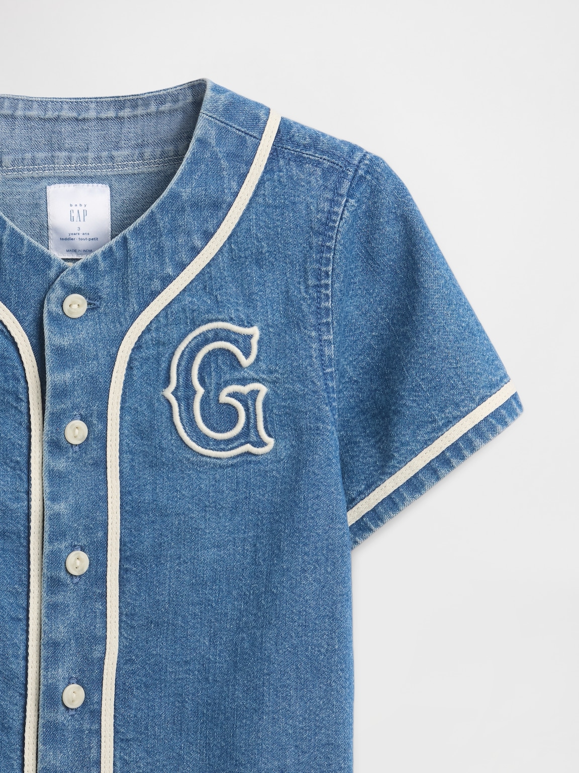 Baby & Toddler Denim Varsity Logo Baseball Shirt