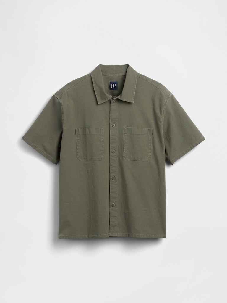 Relaxed Straight-Hem Utility Shirt