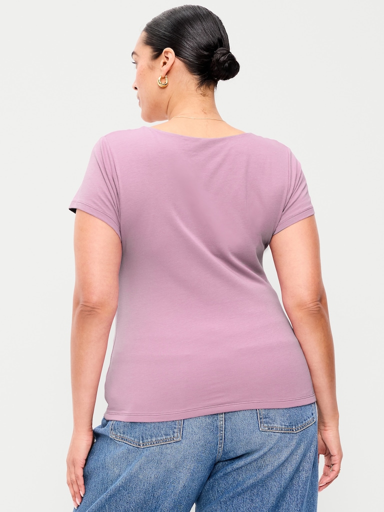 Hug Double-Layer Scoop-Neck Top