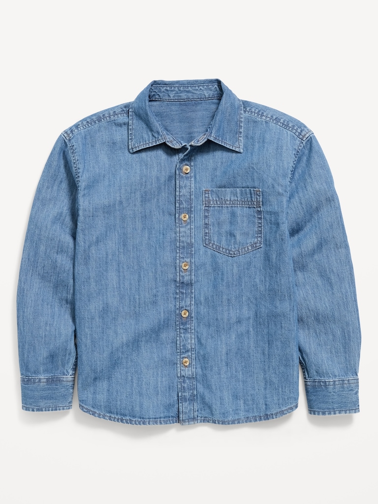 Oversized Long-Sleeve Denim Shirt for Boys
