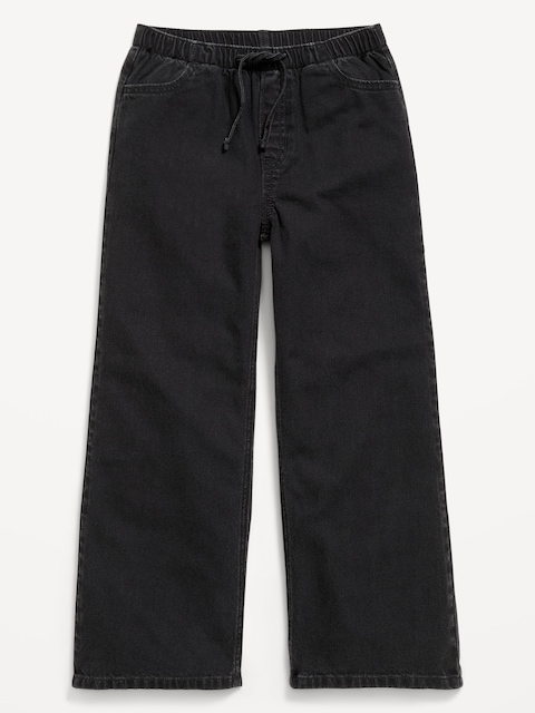 Pull-On Super Baggy Wide-Leg Denim Pants for Girls
