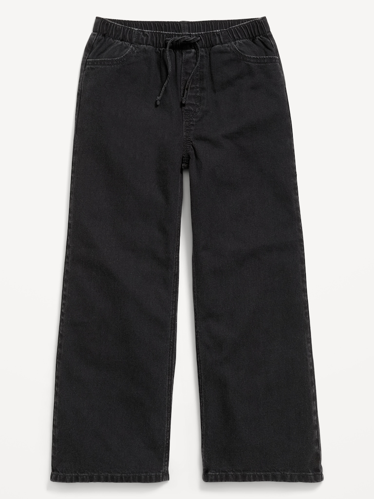 Pull-On Super Baggy Wide-Leg Denim Pants for Girls