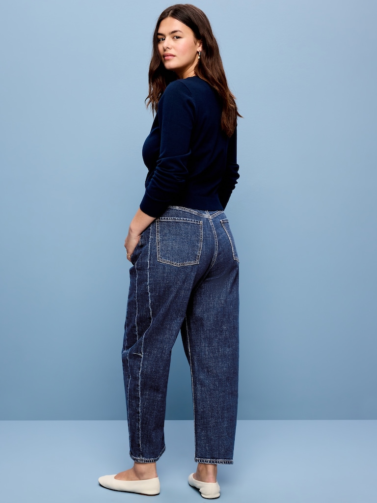 High-Waisted Barrel Ankle Jeans