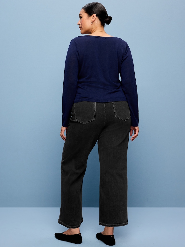 High-Waisted Weekender Pull-On Crop Wide-Leg Jeans