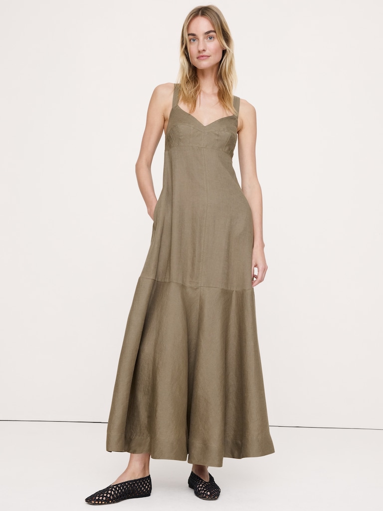 Linen Empire-Waist Maxi Dress