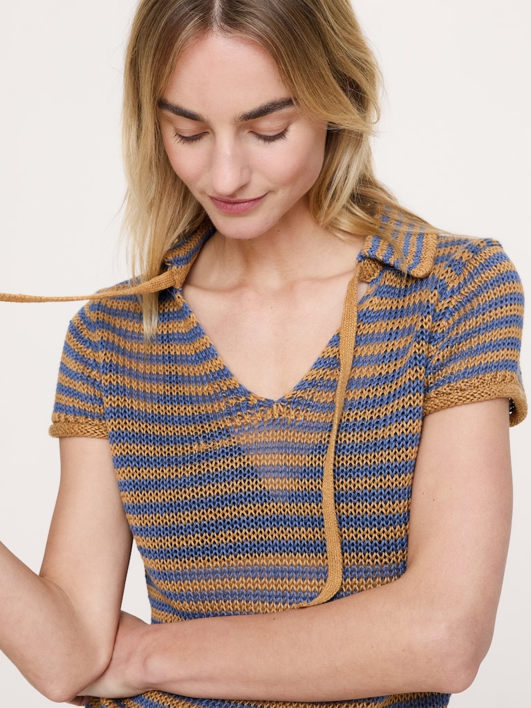 Heirloom Linen Tie-Neck Polo