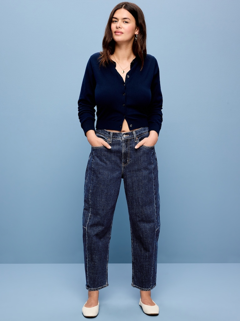 High-Waisted Barrel Ankle Jeans