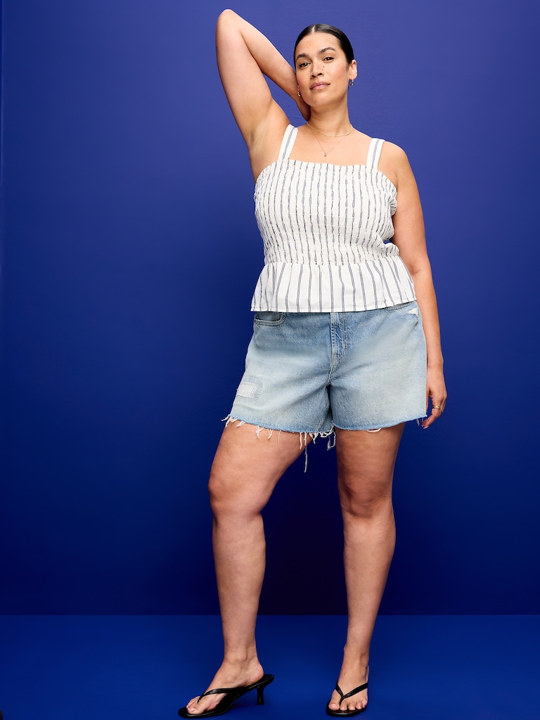 High-Waisted Baggy Jean Shorts -- 5-inch inseam