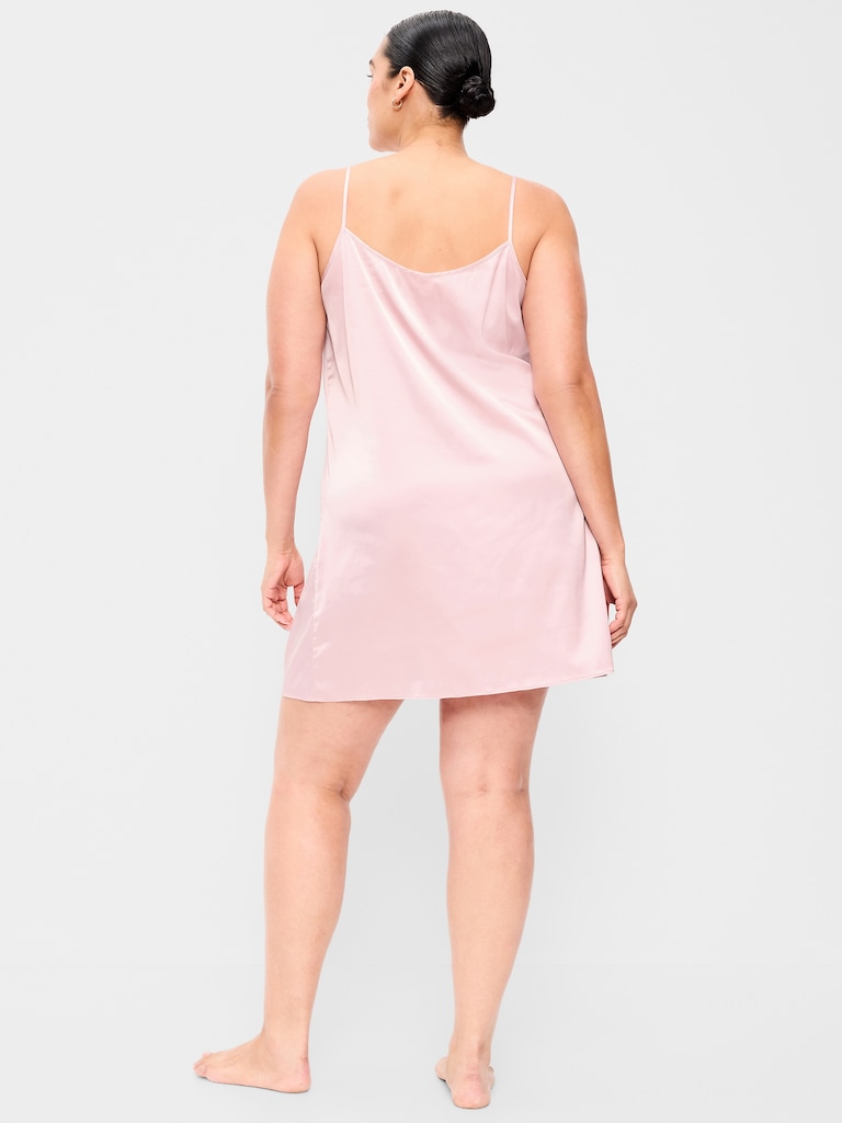 Satin Lace-Trim Sleep Dress