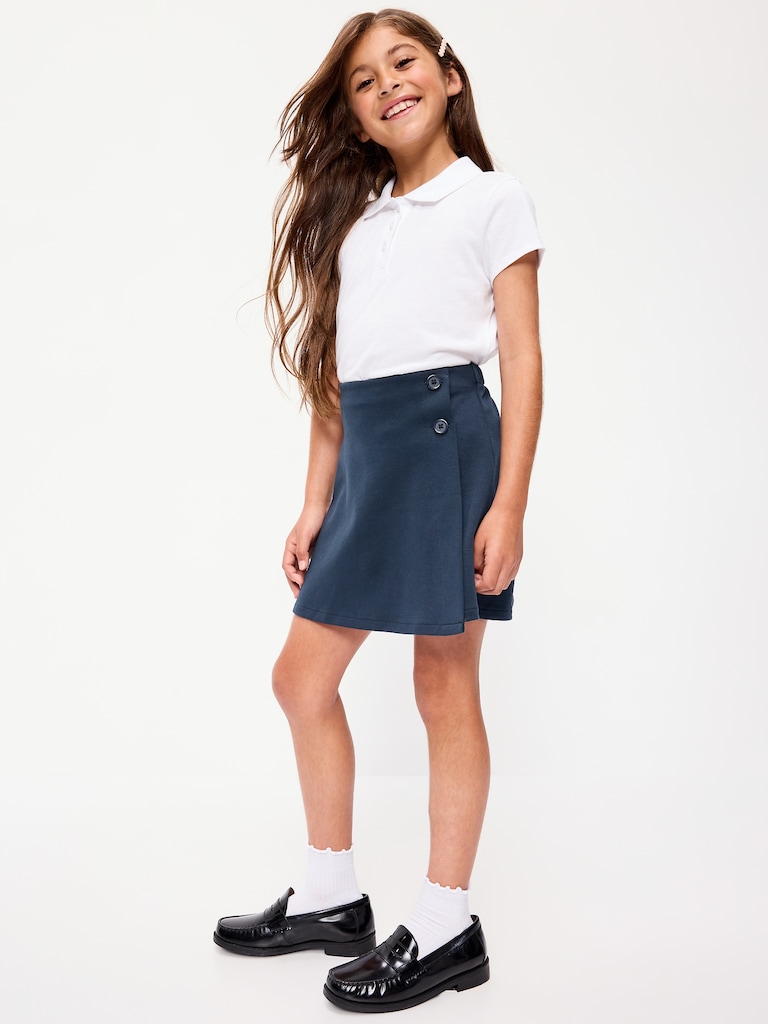 School Uniform Ponte-Knit Wrap-Front Skort for Girls
