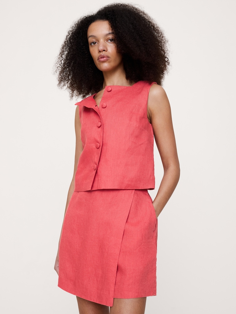 Linen Button-Front Tank