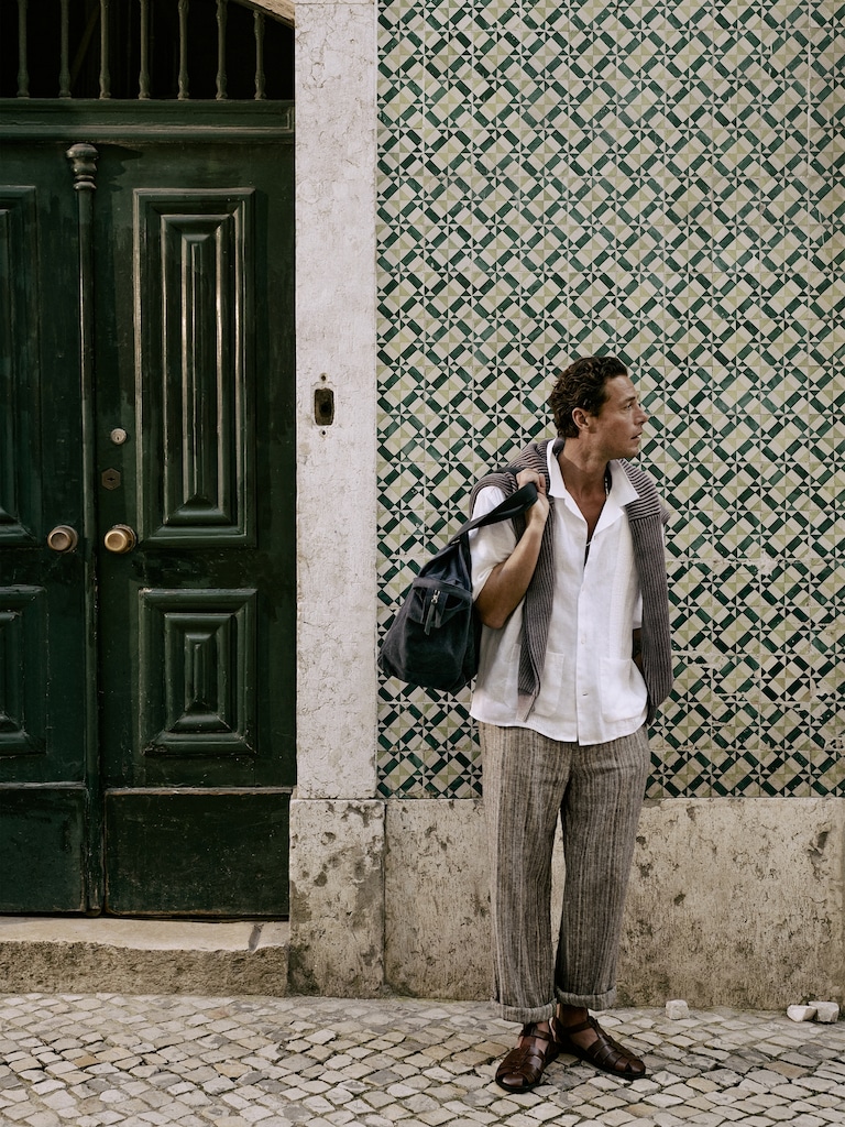 Relaxed Striped Linen Beach Pant