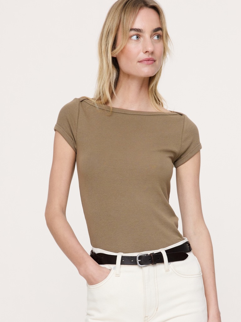 Ribbed Boatneck Top