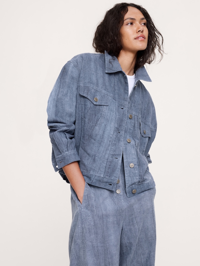 High-Rise Relaxed Barrel Ramie-Cotton Pant