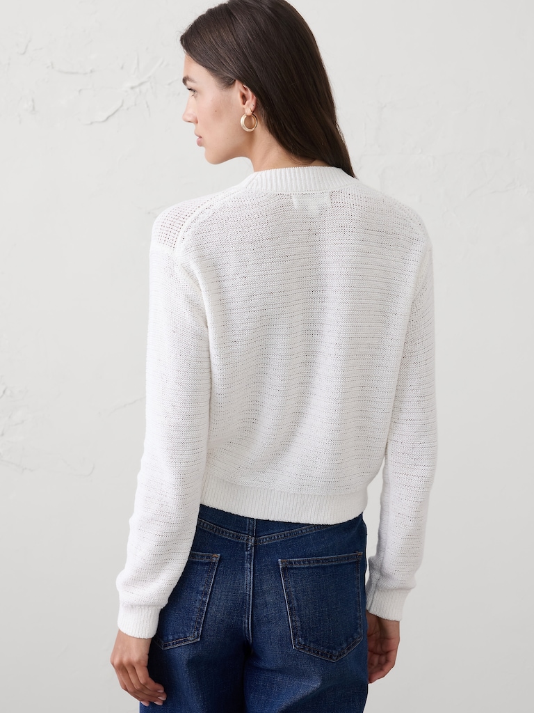 Cotton Tape Cropped Cardigan
