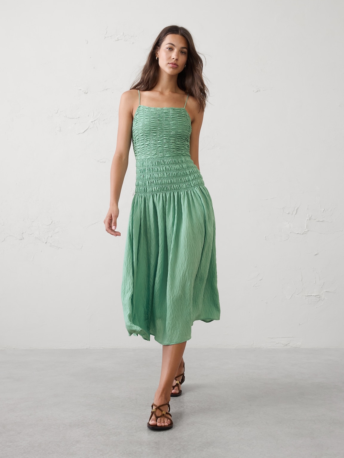 Smocked Strappy Maxi Dress