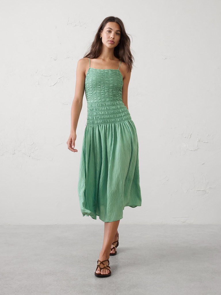 Smocked Strappy Maxi Dress