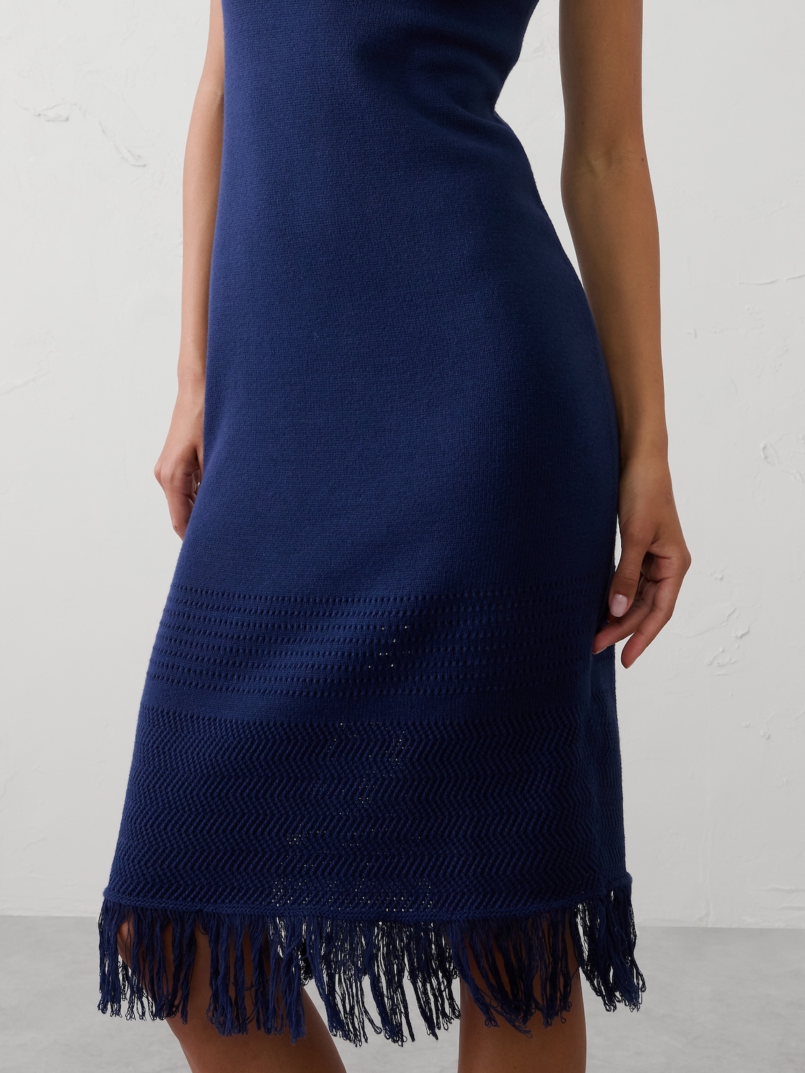 Frayed-Hem Tank Midi Dress
