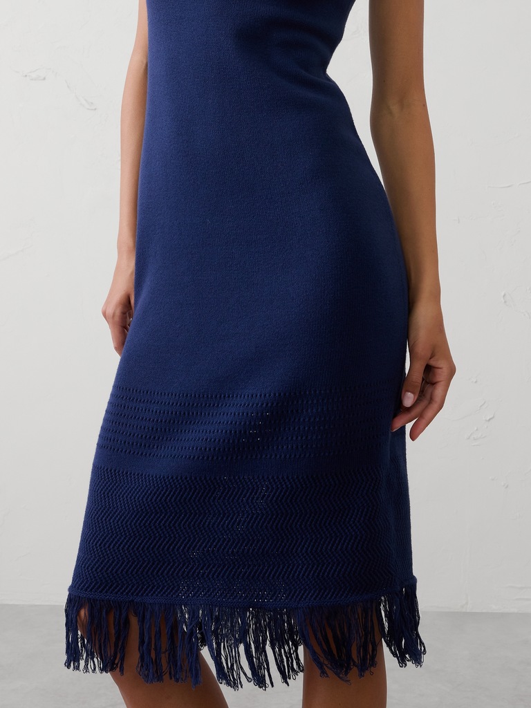 Frayed-Hem Tank Midi Dress