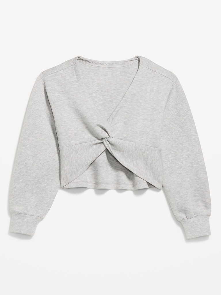 Bounce Fleece Long-Sleeve Twist-Front Top