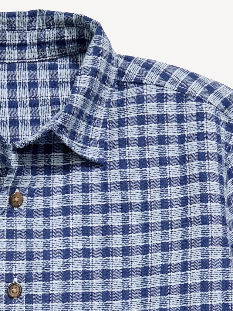 Short-Sleeve Boxy Cropped Textured Shirt for Boys