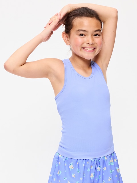 Fitted Seamless Ribbed Racerback Performance Top for Girls