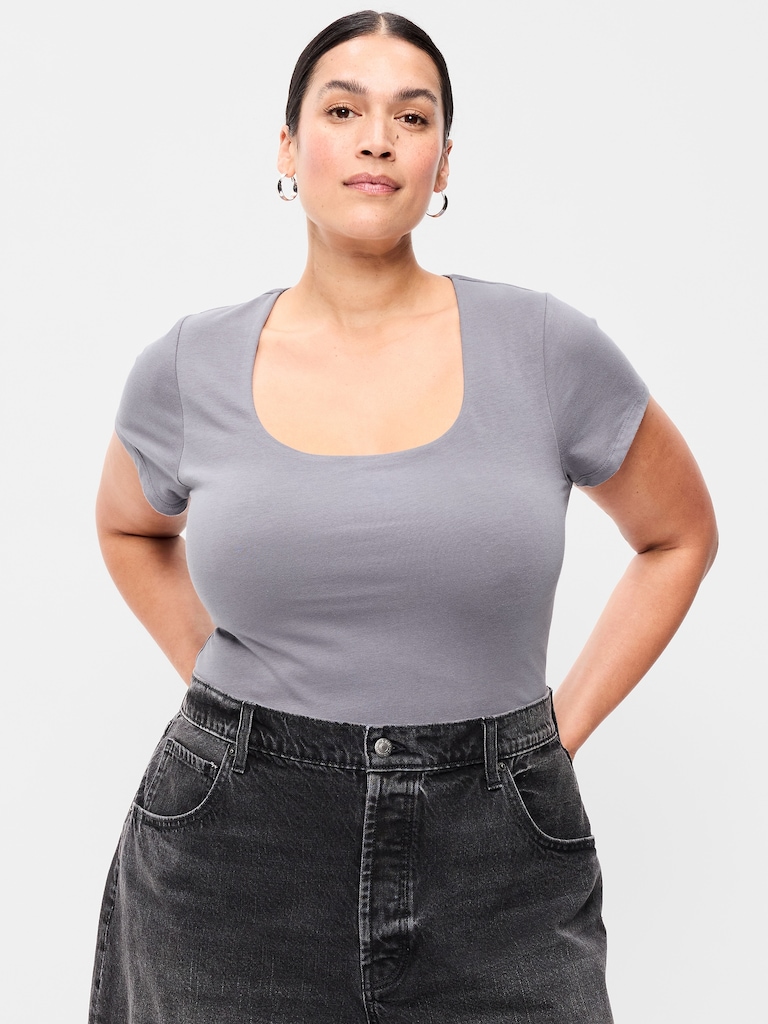 Hug Double-Layer Scoop-Neck Top
