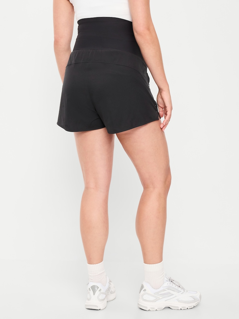 Maternity Rollover-Waist StretchTech Run Shorts -- 3-inch inseam