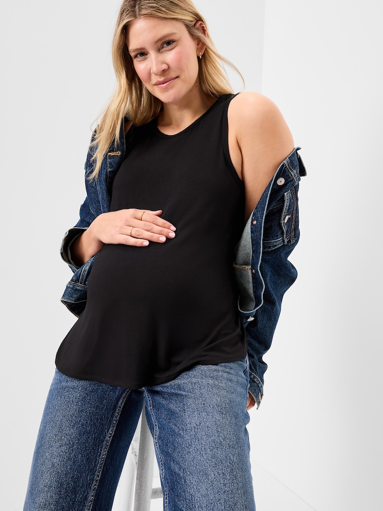Maternity High-Neck Relaxed Tank Top