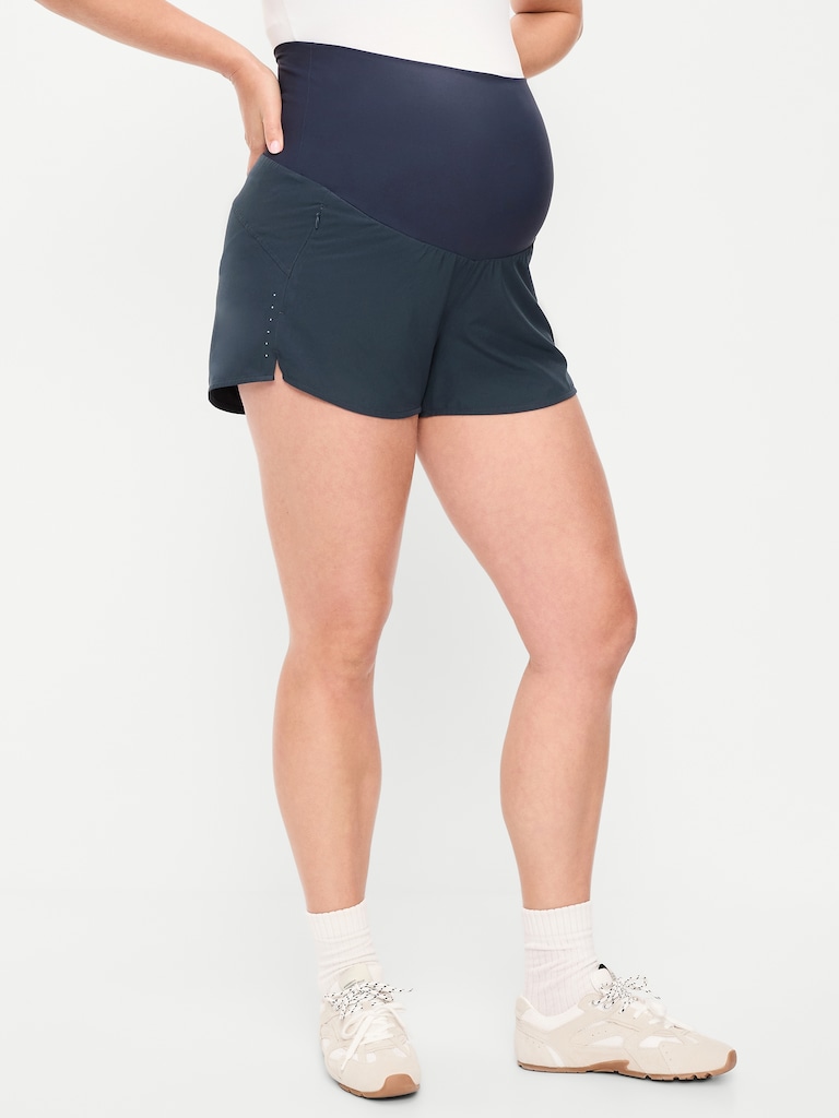 Maternity Rollover-Waist StretchTech Run Shorts -- 3-inch inseam